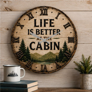 Reloj Redondo Grande Life Is Better at the Cabin Mountain Lake House