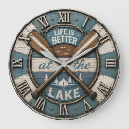 Reloj Redondo Grande Life Is Better at the Lake Paddle Cabin Lodge