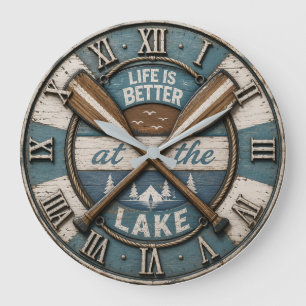 Reloj Redondo Grande Life Is Better at the Lake Paddle Cabin Lodge