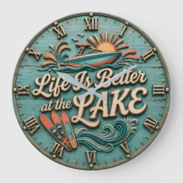 Reloj Redondo Grande Life Is Better at the Lake Speedboat  Lake House 