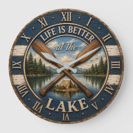 Reloj Redondo Grande Life Is Better at the Mountain Lake Cabin