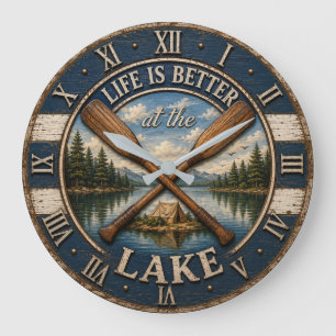 Reloj Redondo Grande Life Is Better at the Mountain Lake Cabin