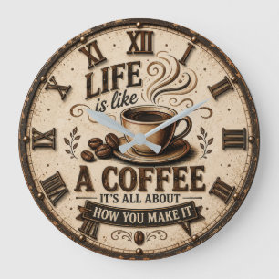 Reloj Redondo Grande Life Is Like Coffee Inspirational Farmhouse