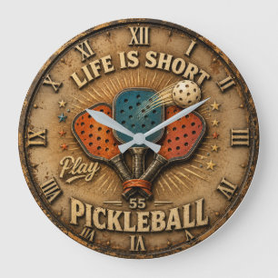 Reloj Redondo Grande Life Is Short Play Pickleball