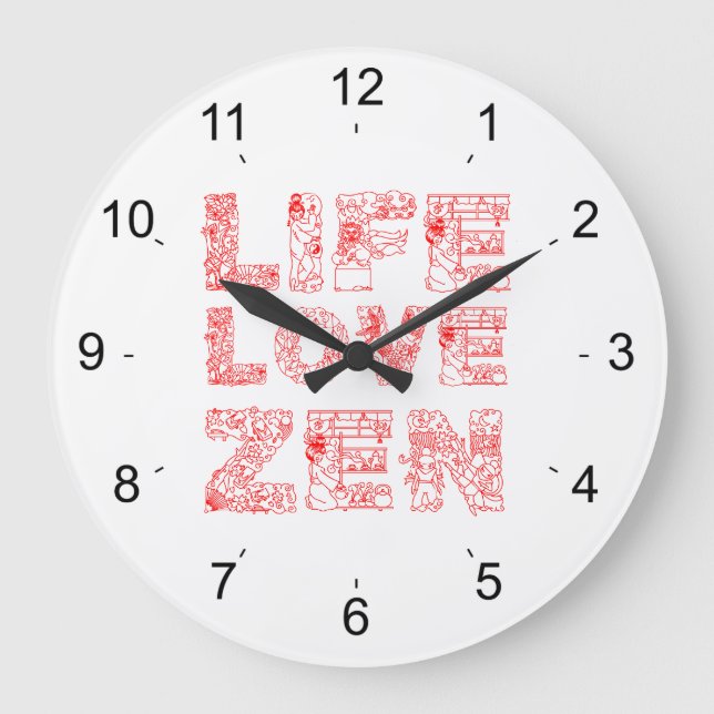 Reloj Redondo Grande Life, Love, Zen (Anverso)