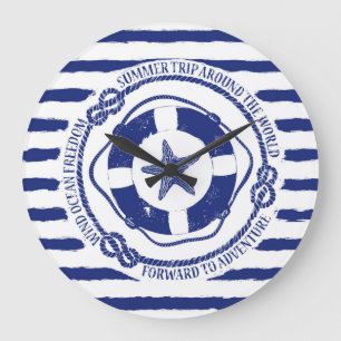 Reloj Redondo Grande Lifebuoy y estrellas de mar