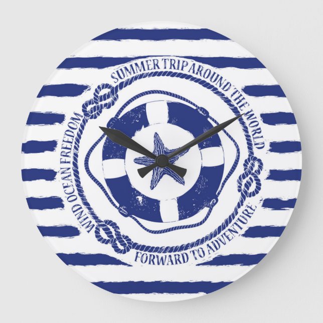 Reloj Redondo Grande Lifebuoy y estrellas de mar (Anverso)