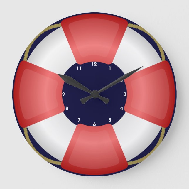 Reloj Redondo Grande lifesaver lifebuoy nautical clock (Anverso)