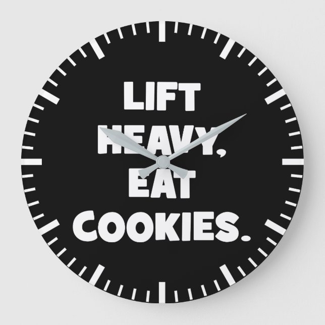 Reloj Redondo Grande Lift Heavy Eat Cookies - Funny - Novedad de entren (Anverso)