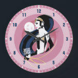 Reloj Redondo Grande Liga de la Justicia | Arte pop de perfil de mujer<br><div class="desc">Echa un vistazo a la Mujer Maravilla de la Liga de la Justicia, pintada aquí en un estilo clásico de noir de alto contraste con puntos de medio tono esparcidos por todas partes. Mujer Maravilla se pone de su lado, sosteniendo su Lasso de la Verdad, saliendo de un gran disco...</div>