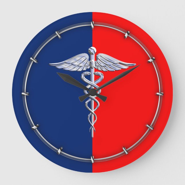 Reloj Redondo Grande Liga de Simbolos Médicos de Plata Caduceus (Anverso)