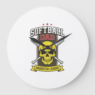 Reloj Redondo Grande Liga de softball padre hija Diseño vectorial vinta
