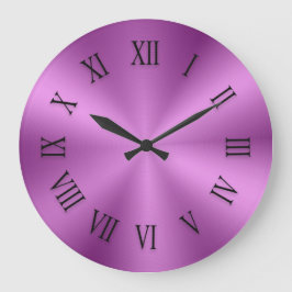 Reloj Redondo Grande Light Pink Metallic Clock with Roman Numbers