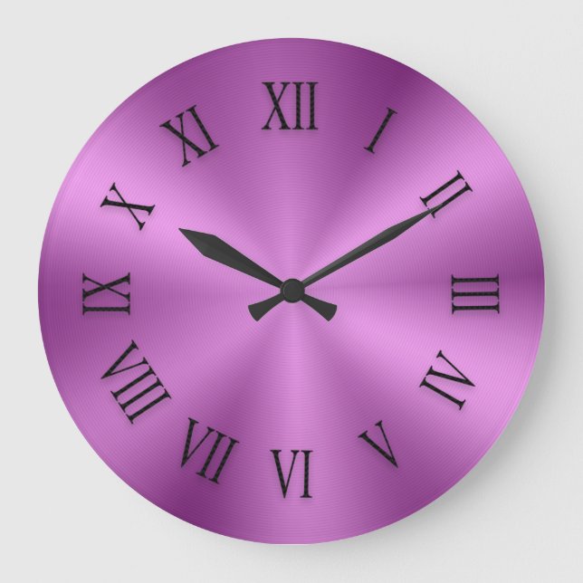 Reloj Redondo Grande Light Pink Metallic Clock with Roman Numbers (Anverso)