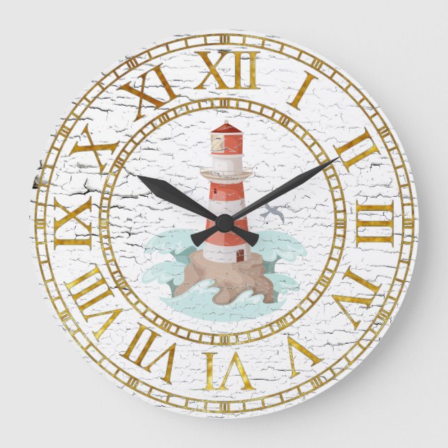 Reloj Redondo Grande Lighthouse Weathered Finish Personalize (Anverso)