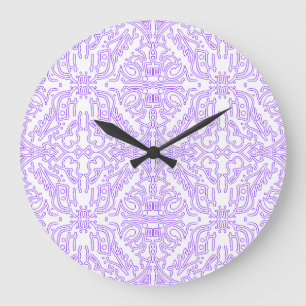 Reloj Redondo Grande Lila Nebulosa Mística