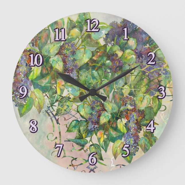 Reloj Redondo Grande lilac blossoms Wall Clock (Anverso)