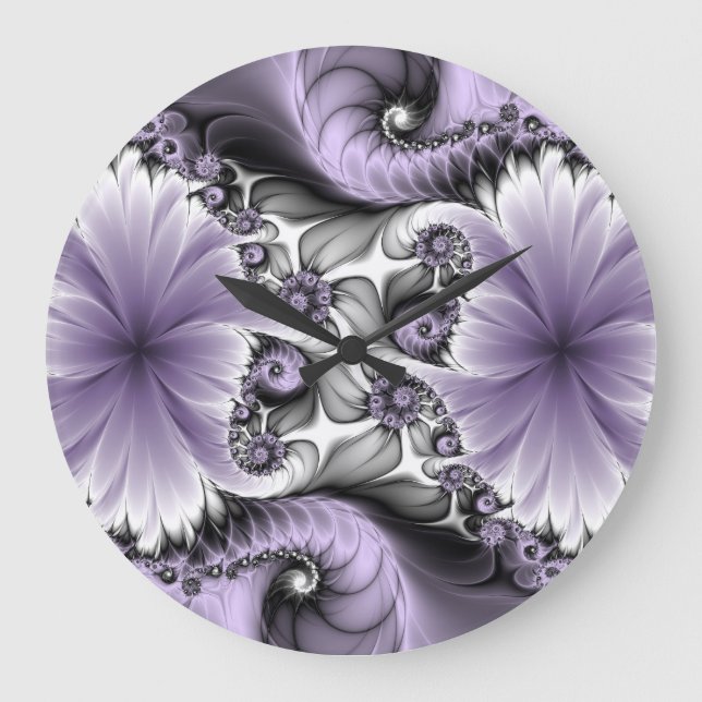 Reloj Redondo Grande Lilac Illusion Abstract Floral Fractal Art Fantasy (Anverso)