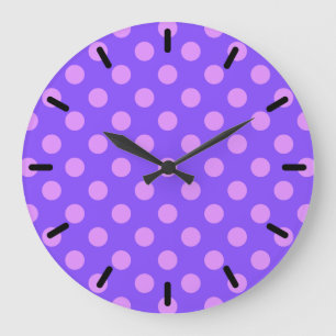 Reloj Redondo Grande Lilac polka dots on periwinkle