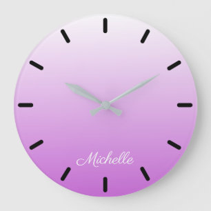 Reloj Redondo Grande Lilac púrpura oscuro nombre personalizado