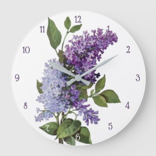 Reloj Redondo Grande Lilacs frescos - Decoración de la casa rural franc