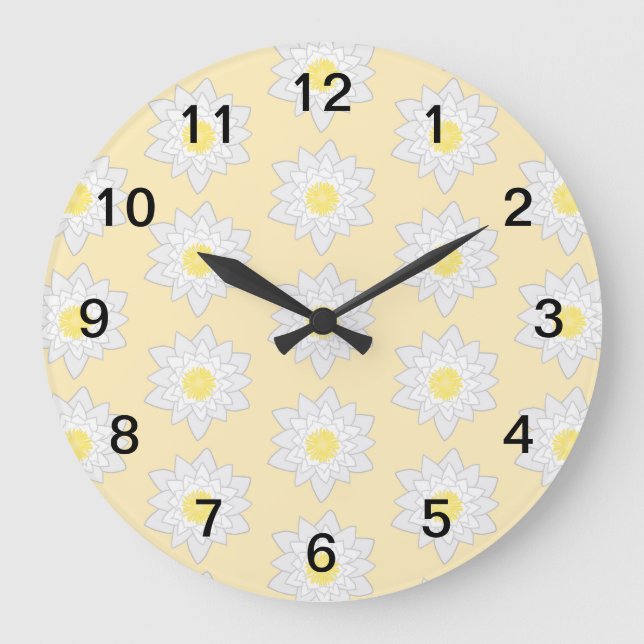 Reloj Redondo Grande Lilies De Agua Pastel. (Anverso)