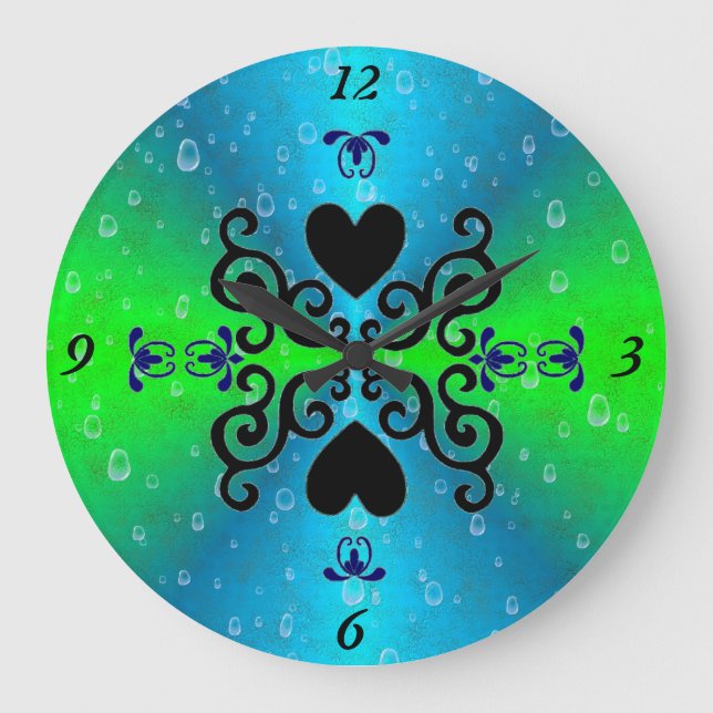 Reloj Redondo Grande Lily and Heart on Rainbow (Anverso)