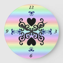 Reloj Redondo Grande Lily y Heart on Rainbow