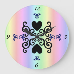 Reloj Redondo Grande Lily y Heart on Rainbow