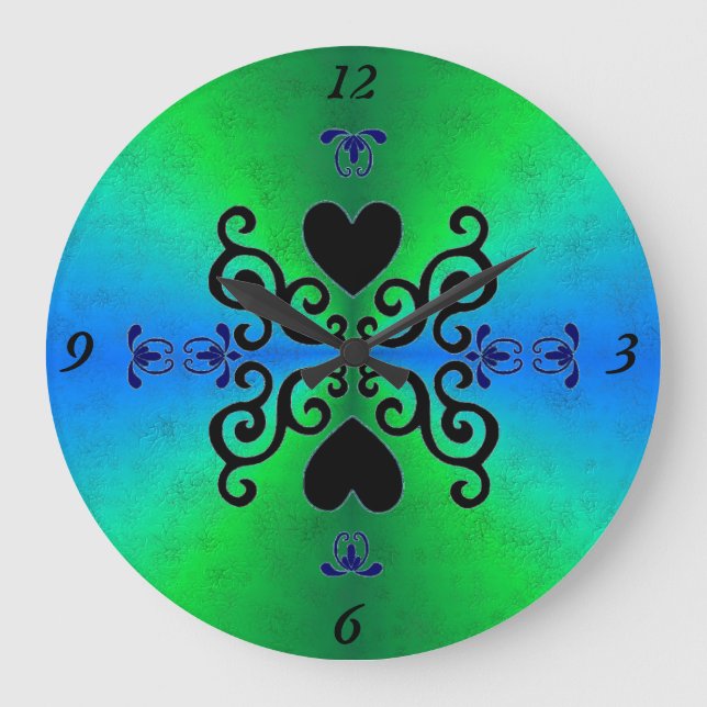 Reloj Redondo Grande Lily y Heart on Rainbow (Anverso)