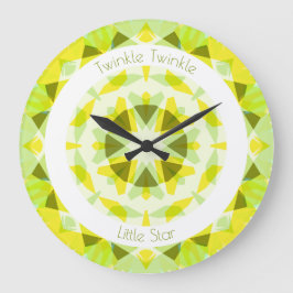 Reloj Redondo Grande Lime Amarillo Verde Twinkle Pequeña Estrella Nurse