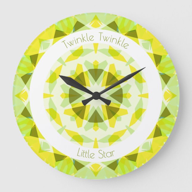 Reloj Redondo Grande Lime Amarillo Verde Twinkle Pequeña Estrella Nurse (Anverso)