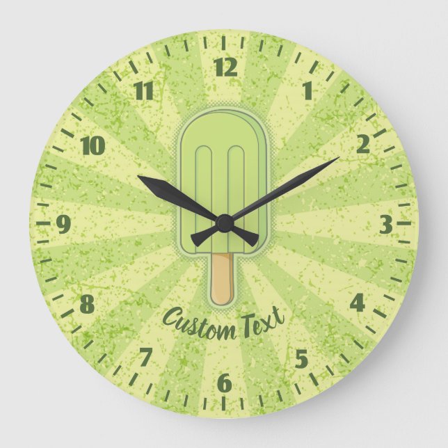 Reloj Redondo Grande Lime Ice Cream Stick Clock (Anverso)