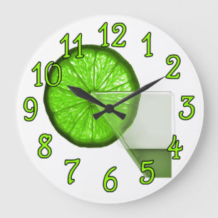 Reloj Redondo Grande Lime Martini Drink design Bar Kitchen Wall Clock