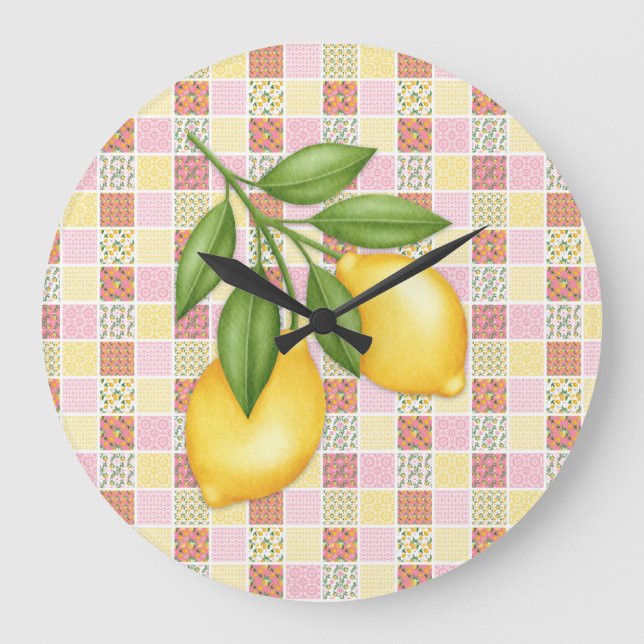 Reloj Redondo Grande Limon Patchwork (Anverso)