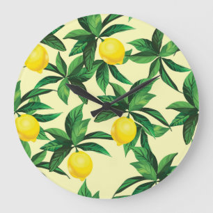 Reloj Redondo Grande Limón vintage, patrón decorativo sin soldadura