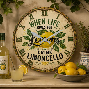 Reloj Redondo Grande Limoncello Vintage Italian Lemon Kitchen