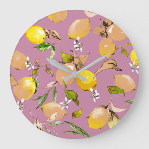 Reloj Redondo Grande Limones acuarela 24