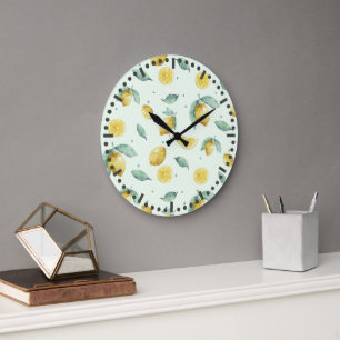 Reloj Redondo Grande Limones acuarelas