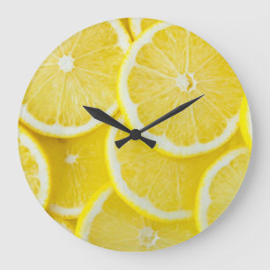 Reloj Redondo Grande Limones amarillos de la rebanada