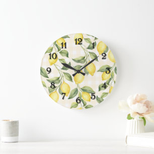 Reloj Redondo Grande Limones Amarillos Frescos
