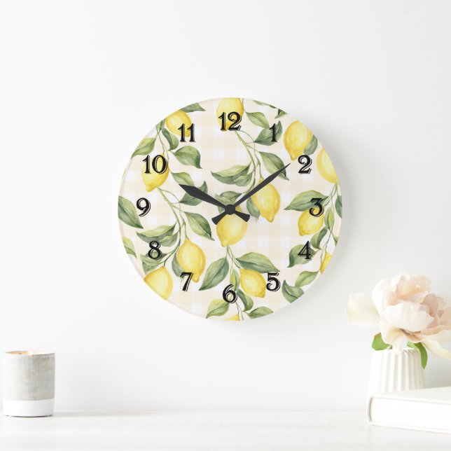 Reloj Redondo Grande Limones Amarillos Frescos (Hogar)