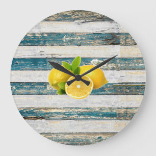 Reloj Redondo Grande Limones rústicos (azules)