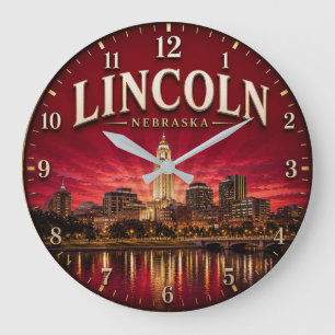 Reloj Redondo Grande Lincoln Nebraska Capital City Skyline