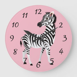 Reloj Redondo Grande linda cebra animada