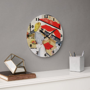 Reloj Redondo Grande linda cocinera retro vintage