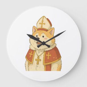 Reloj Redondo Grande Lindo Akita Papa - Diseño Divertido de Perro