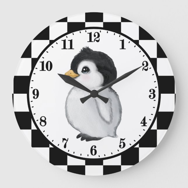 Reloj Redondo Grande lindo amante de los pingüinos (Anverso)