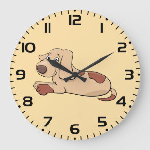 Reloj Redondo Grande Lindo cachorro marrón y manchado de color broncead