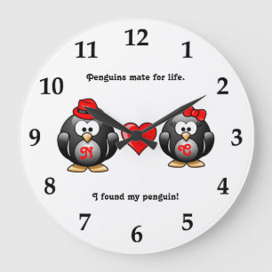 Reloj Redondo Grande Lindo encontré a mi compañero del pingüino para